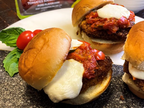 Chicken Parm Sliders with Grape Tomato Chutney