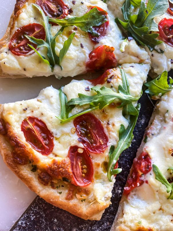 White Pizza with Roasted Tomatoes