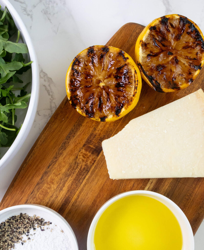 a close up of grilled lemons