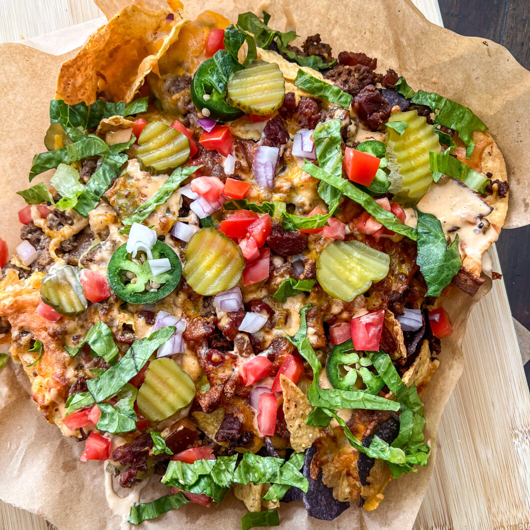 Air Fryer Bacon Cheeseburger Loaded Nachos Recipe 